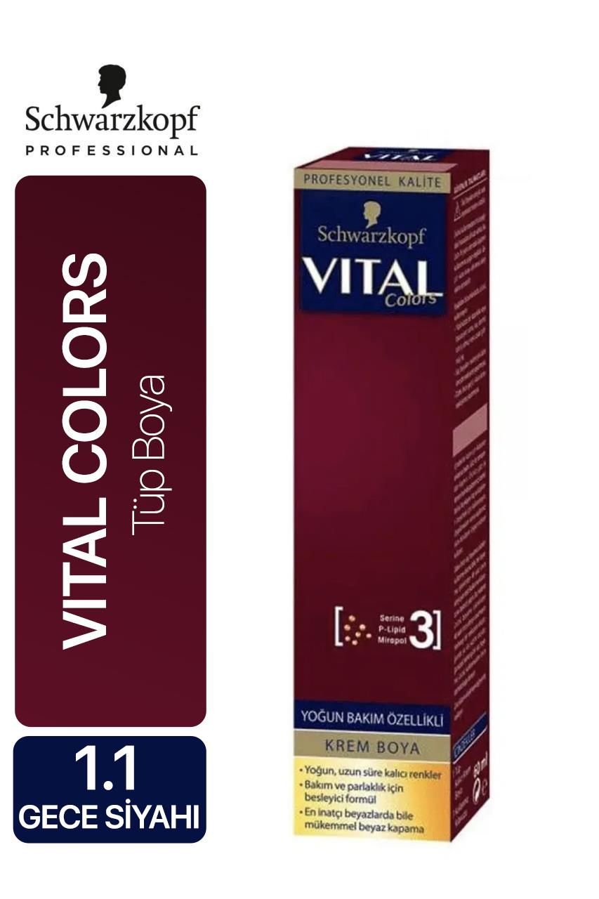 Schwarzkopf Vital Colors Tüp Boya 1.1 Gece Siyahı 60 ml