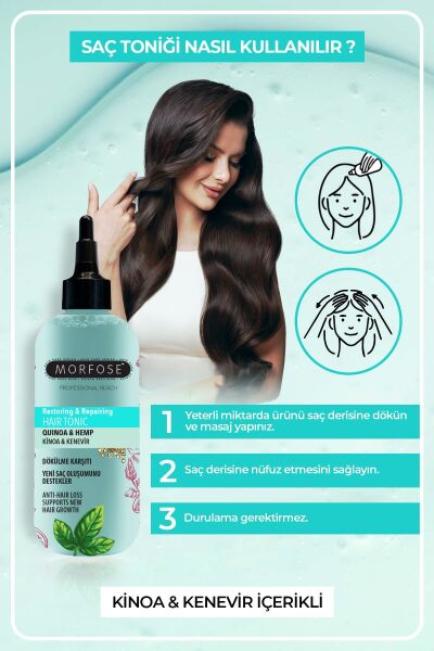 Morfose Kinoa ve Kenevir İçeren Dökülme Karşıtı Saç Toniği 300 ml