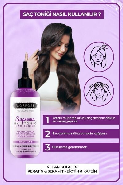 Morfose Supreme Vegan Kolajen İçeren Dökülme Karşıtı Saç Toniği 300 ml