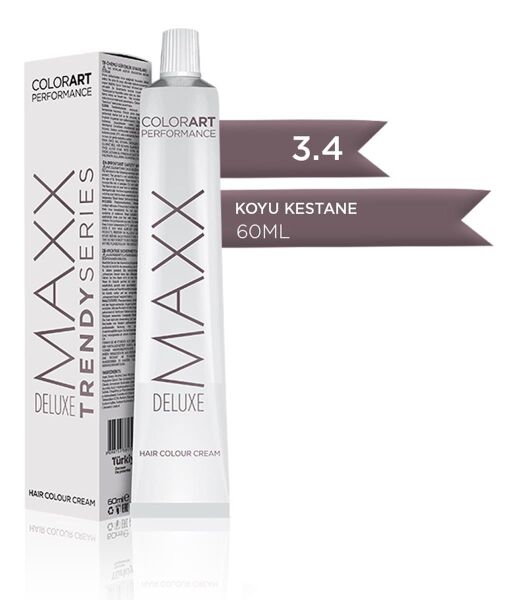 Maxx Deluxe Tüp Krem Saç Boyası 3.4 Koyu Kestane 60 ml