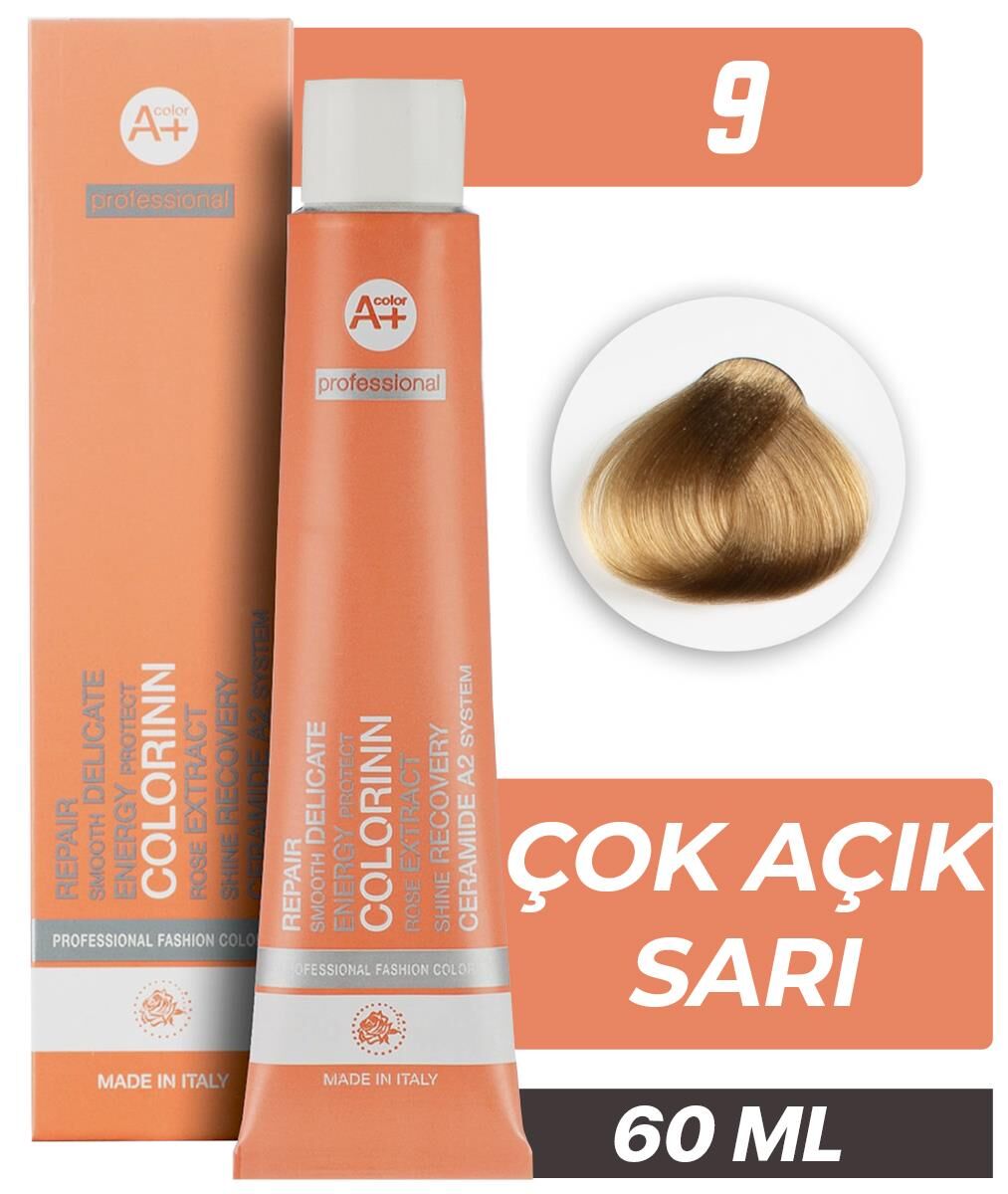 Colorinn Professional Tüp Saç Boyası 9 Çok Açık Sarı 60 ml