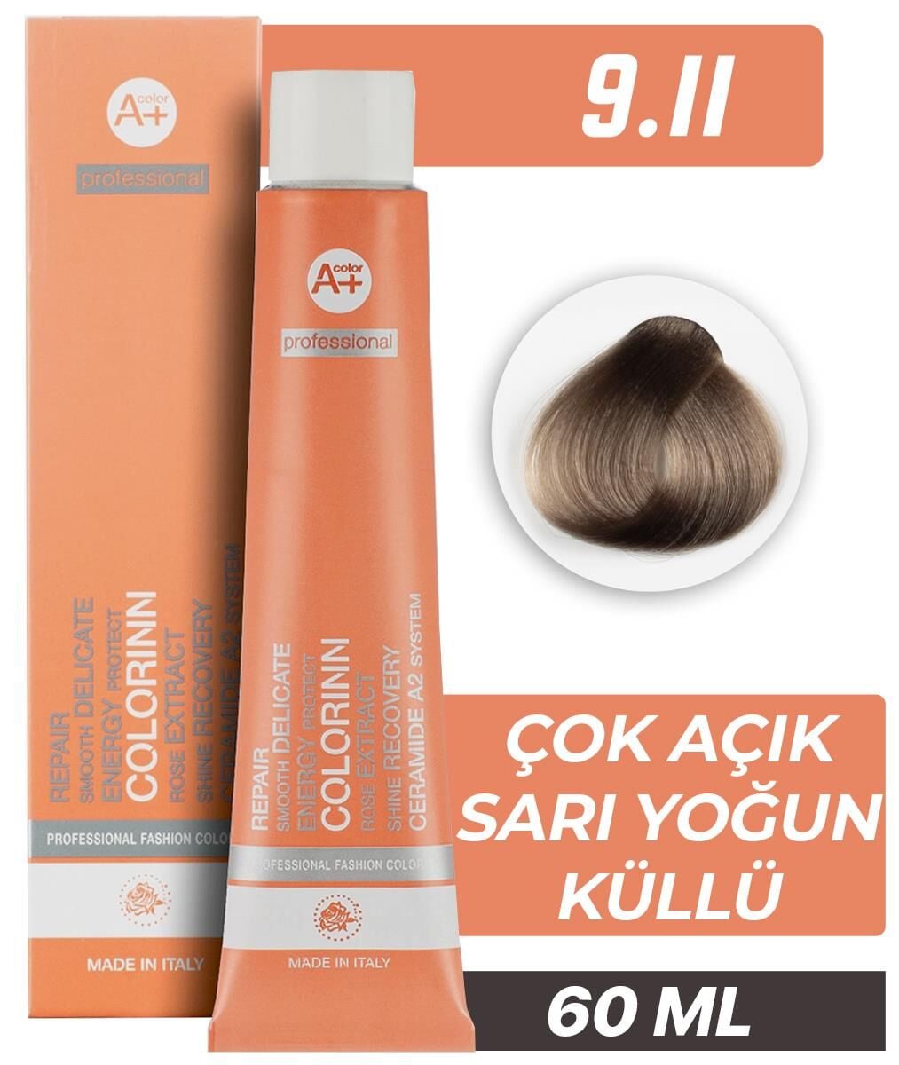 Colorinn Professional Tüp Saç Boyası 9.11 Çok Açık Sarı Yoğun Küllü 60 ml