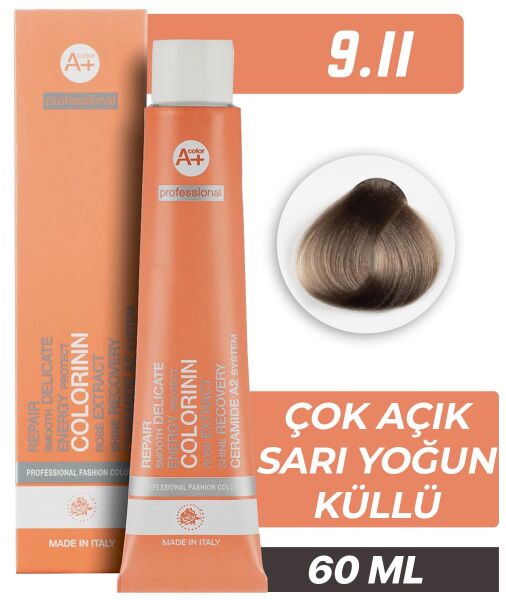 Colorinn Professional Tüp Saç Boyası 9.11 Çok Açık Sarı Yoğun Küllü 60 ml