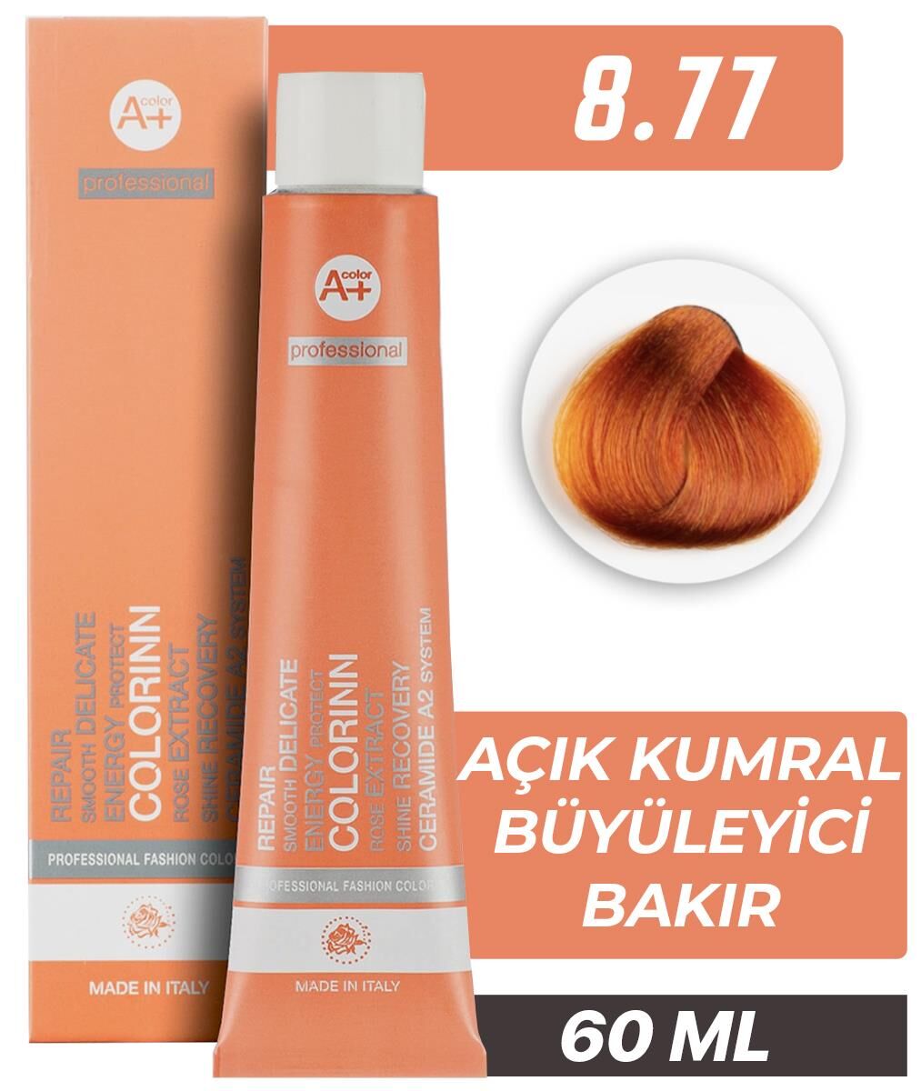 Colorinn Professional Tüp Saç Boyası 8.77 Açık Kumral Büyüleyici Bakır 60 ml