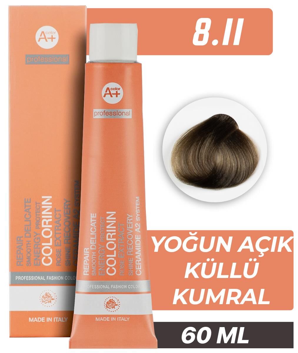 Colorinn Professional Tüp Saç Boyası 8.11 Yoğun Açık Küllü Kumral 60 ml