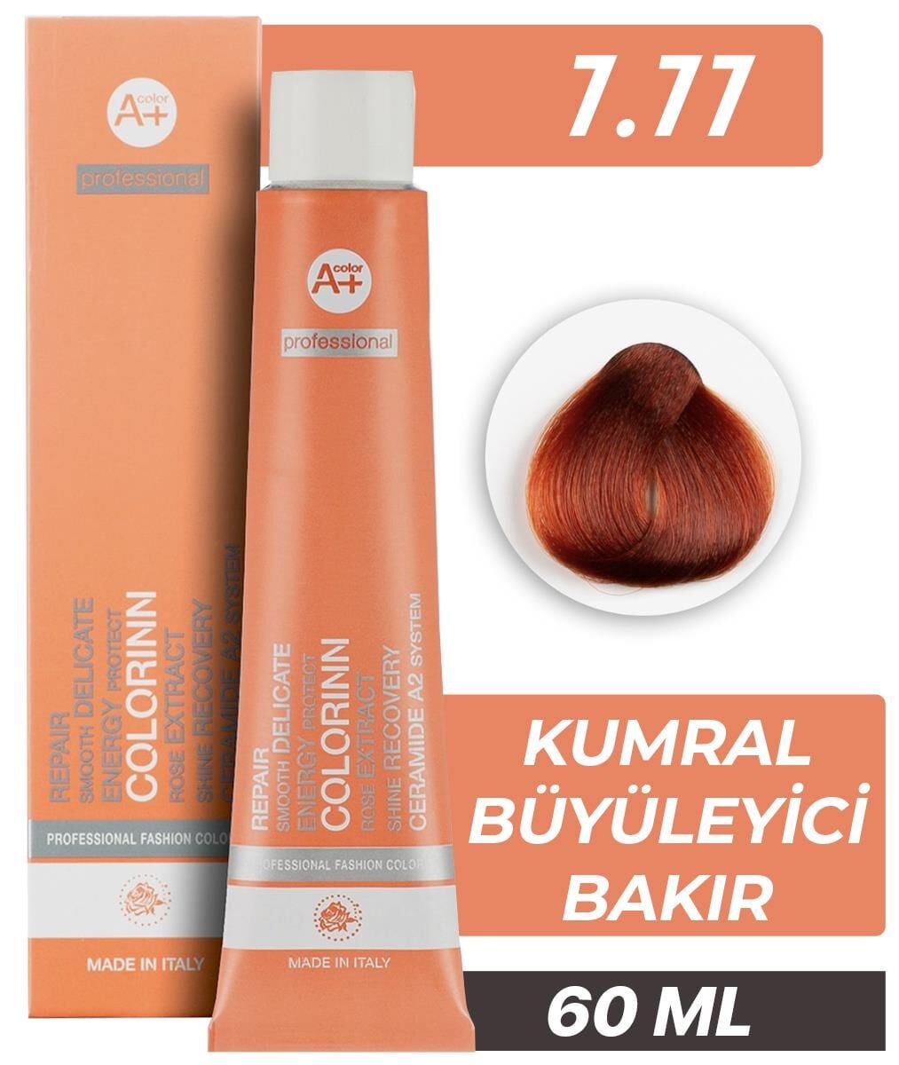 Colorinn Professional Tüp Saç Boyası 7.77 Kumral Büyüleyici Bakır 60 ml