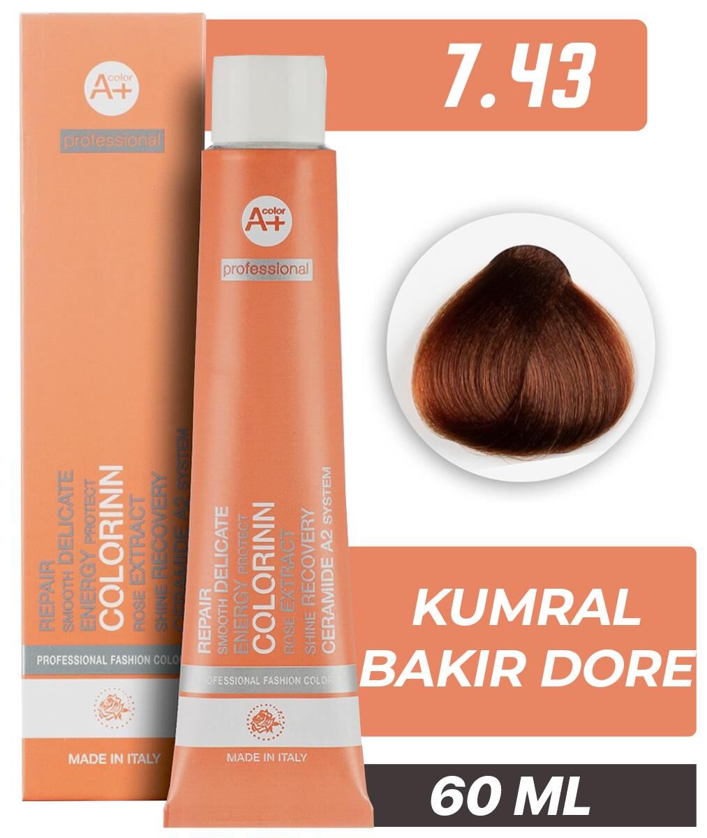 Colorinn Professional Tüp Saç Boyası 7.43 Kumral Bakır Dore 60 ml