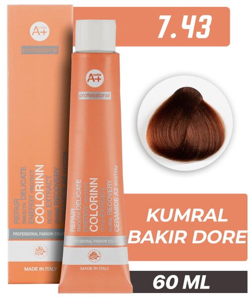 Colorinn Professional Tüp Saç Boyası 7.43 Kumral Bakır Dore 60 ml