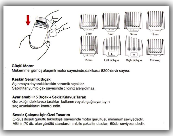 Wison Ws 6600 Şarjlı Saç Sakal Kesim Makinesi