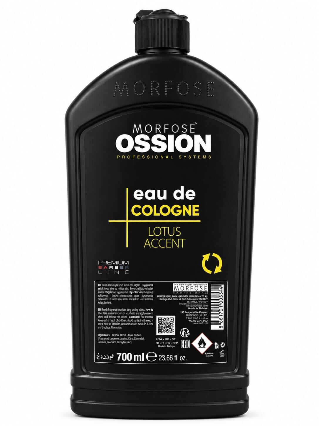 Morfose Ossion Premium Barber Tıraş Kolonyası Lotus Accent Sarı 700 ml