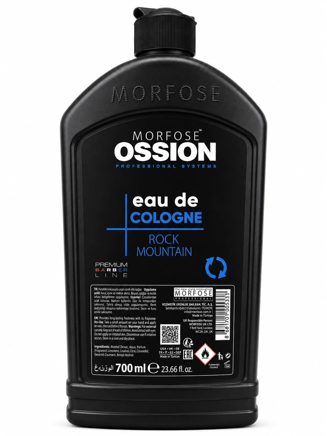 Morfose Ossion Premium Barber Tıraş Kolonyası Rock Mountain Mavi 700 ml