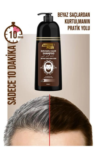 Softto Plus Özel Formüllü Kahverengi Tonları Saç ve Sakal Boyama Şampuanı 350ml