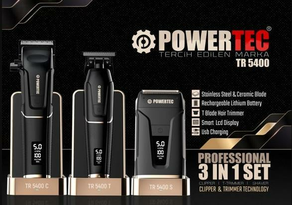 Powertec TR-5400 3'lü Set Saç Sakal ve Günlük Tıraş Makinesi