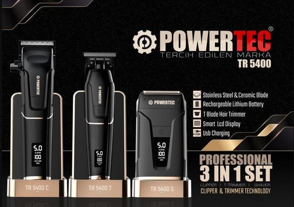 Powertec TR-5400 3'lü Set Saç Sakal ve Günlük Tıraş Makinesi