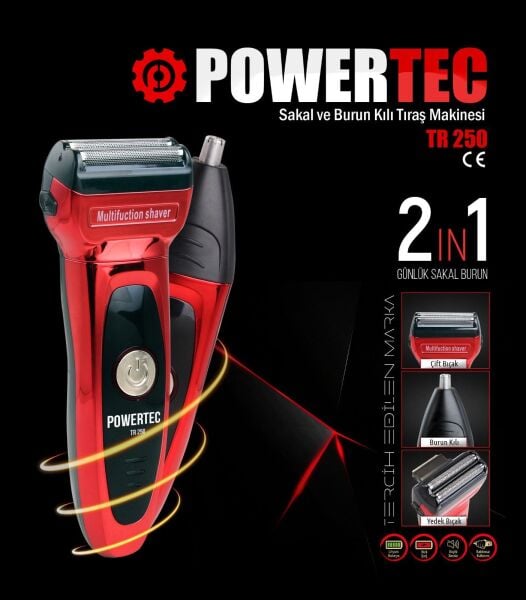 Powertec Tr 250 Günlük Sakal ve Burun Kılı Tıraş Makinesi