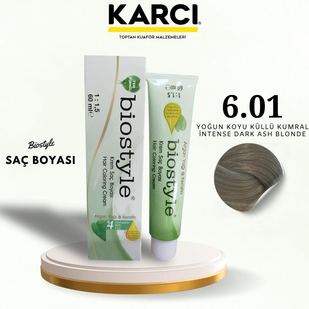 BİOSTYLE TÜP BOYA 6.01 YOĞUN KOYU KÜLLÜ KUMRAL