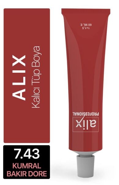 Alix Tüp Saç Boyası 7.43 Kumral Bakır Dore 60 ml