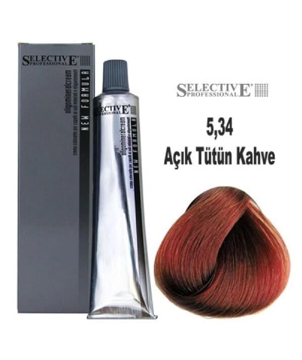 Selective Professional Tüp Saç Boyası 5.34 Açık Tütün Kahve 60 ml