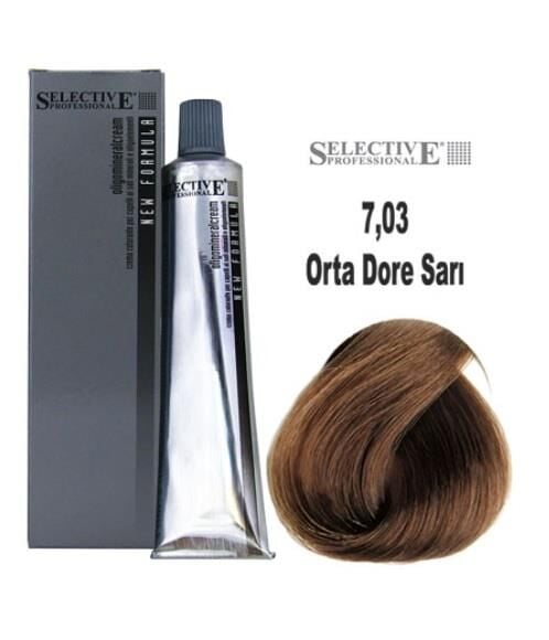 Selective Tüp Saç Boyası 7.03 Orta Dore Sarı 60 ml