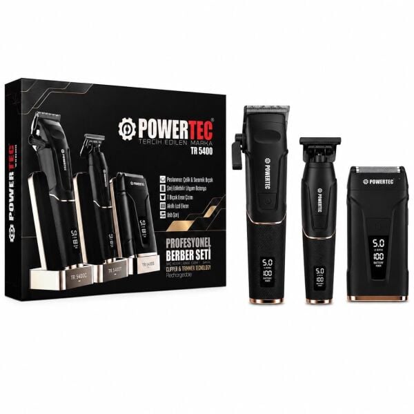 Powertec TR-5400 Profesyonel 3in1 Saç Sakal Günlük Tıraş Makinesi Seti