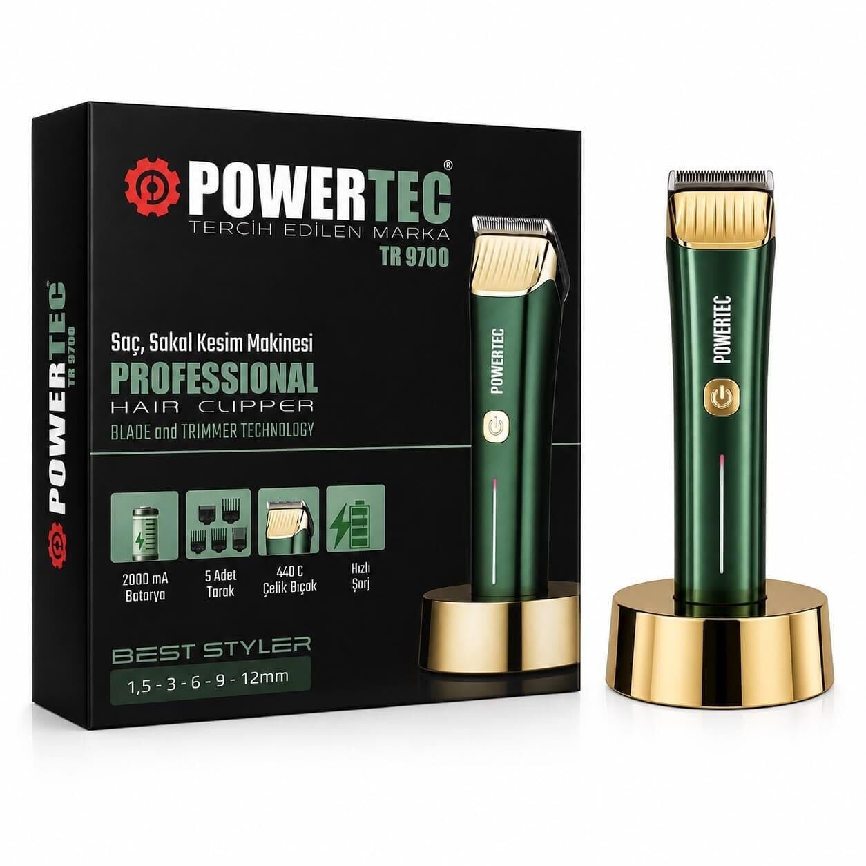 Powertec TR-9700 Profesyonel Saç Sakal Tıraş Makinesi