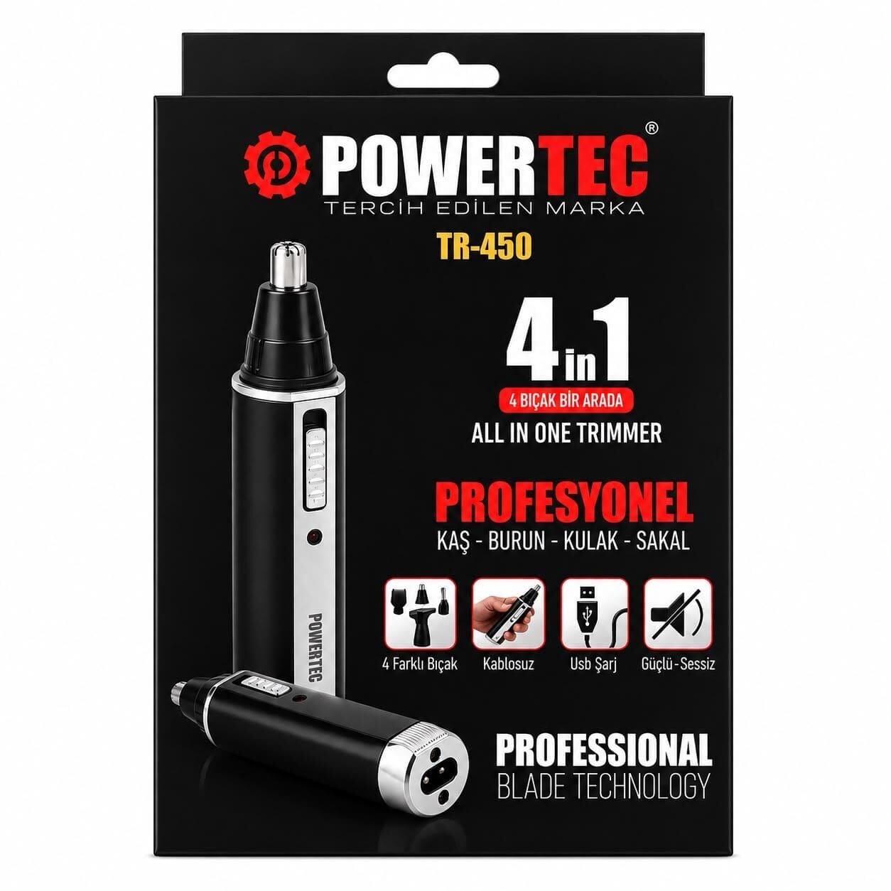 Powertec TR-450 4in1 Kaş Burun Kulak Sakal Tıraş Makinesi